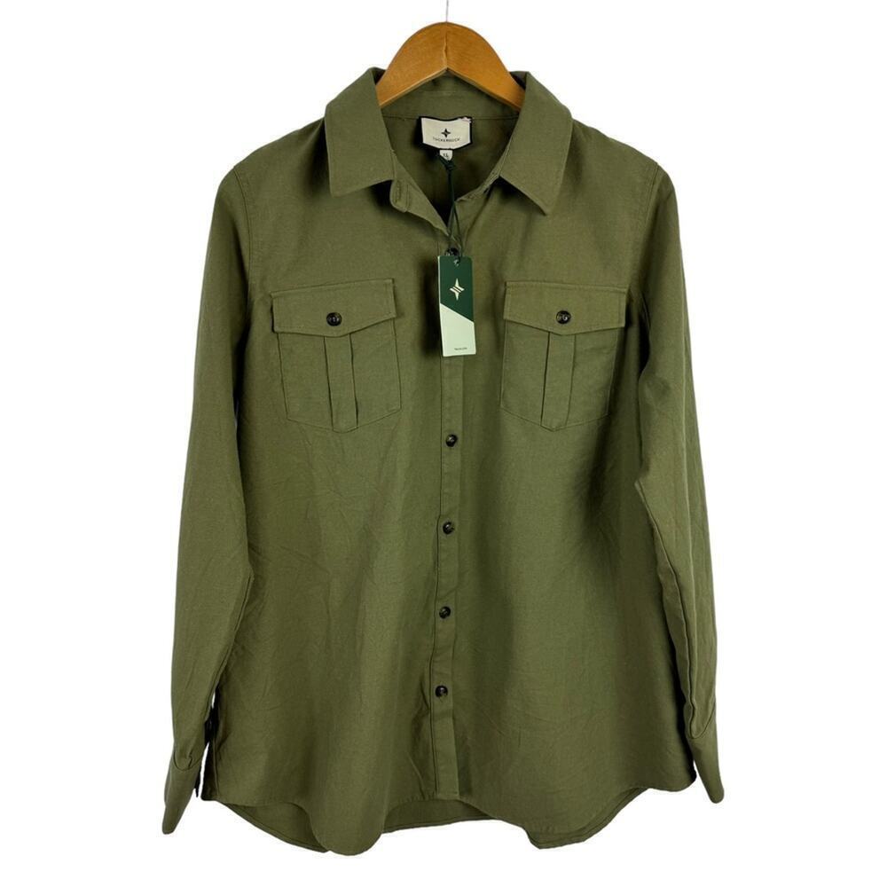 New Tuckernuck Olive Steele Button Down Long Sleeve Boyfriend Shirt Top Size XL